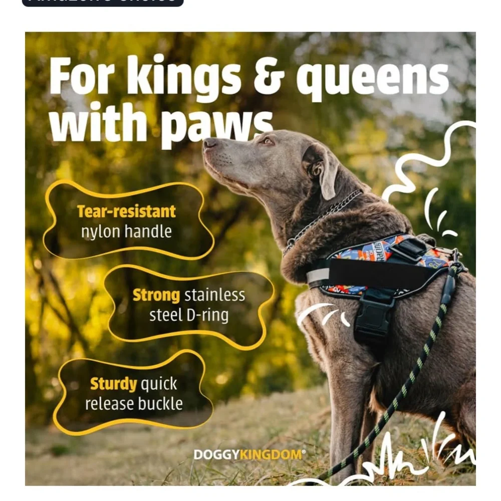 New No Pull Blue Star Dog Harness with Red Trim adjustable reflective medium - Picture 5 of 14